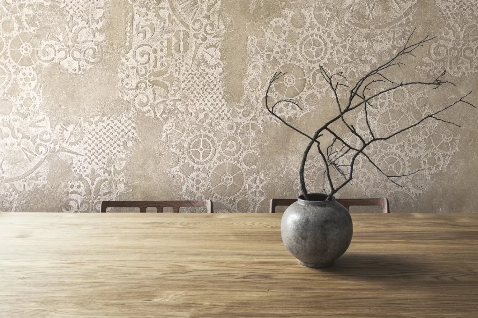 Efect vintage și modele cu șablon – vopsea decorativă interior Brașov
